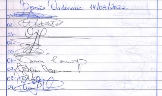 Lista de Presença dos vereadores 